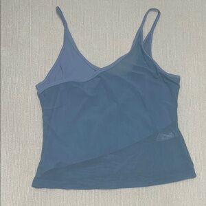 HALARA Light Foggy Blue V Neck Mesh Tank Top